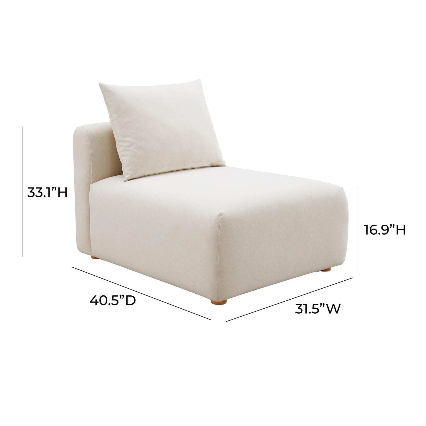 Hangover Cream Performance Linen Modular Armless Chair Cream by Tov Furniture
