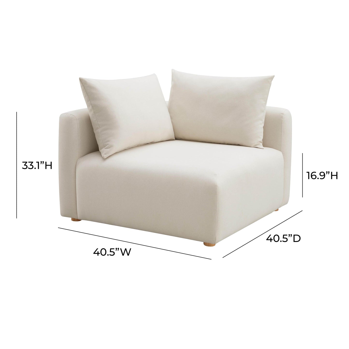 Hangover Cream Performance Linen Modular Corner Chair Cream by Tov Furniture