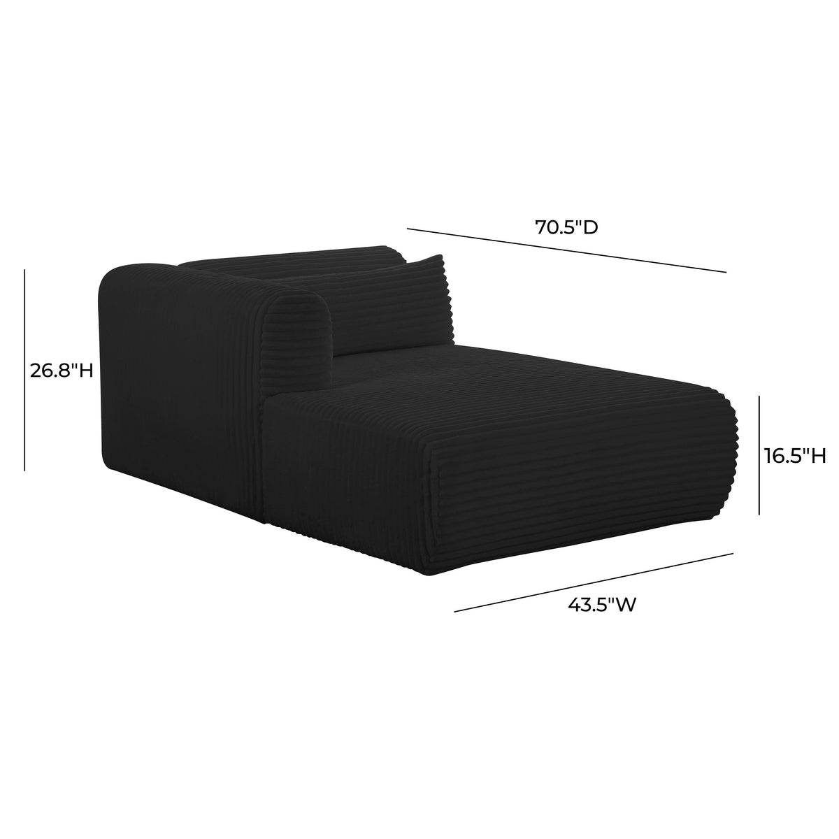 Tarra Fluffy Oversized Black Performance Corduroy Modular LAF Chaise by TOV Furniture – photo 8 of 8