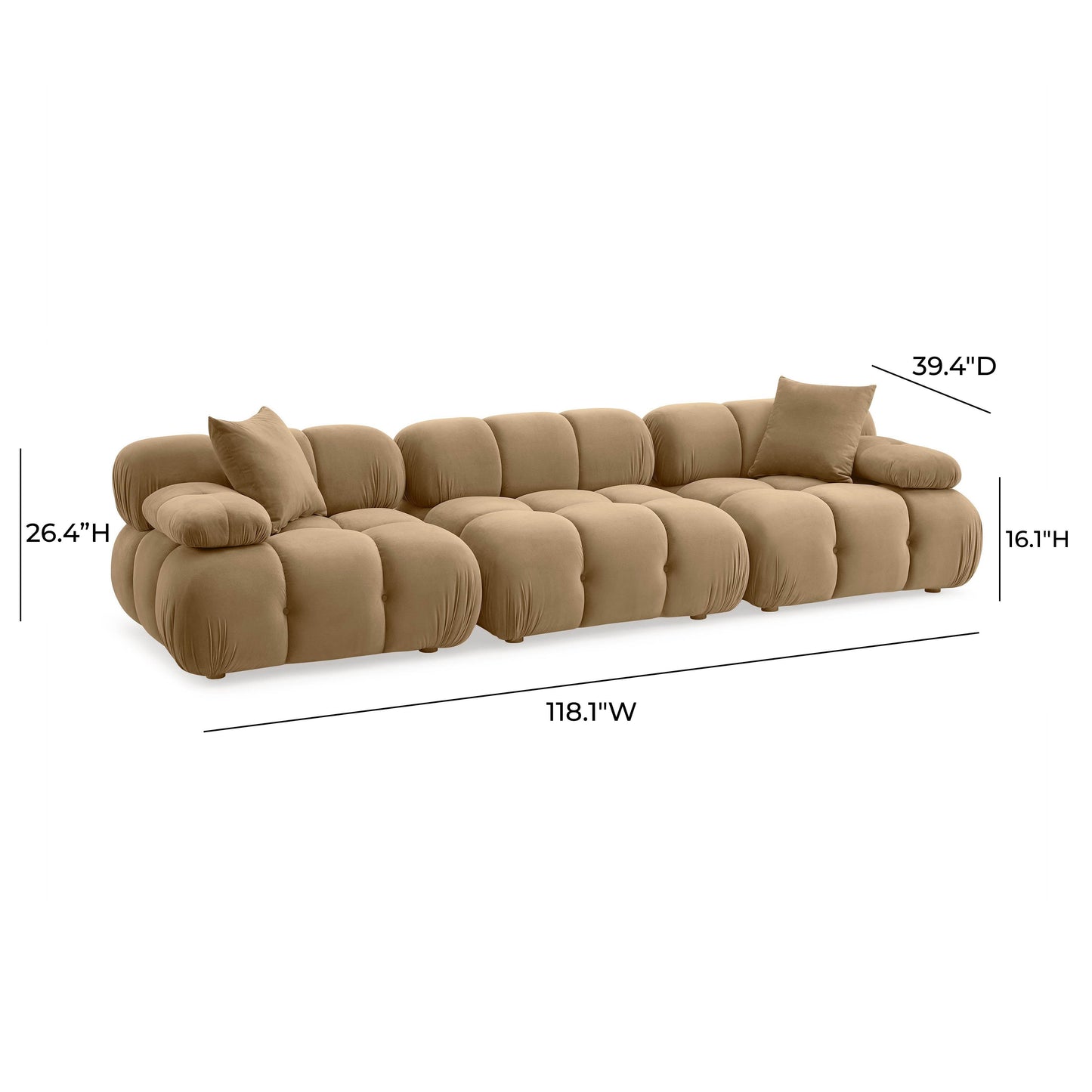 Calliope 118 Cafe Au Lait Performance Velvet Modular Sofa by TOV L69019