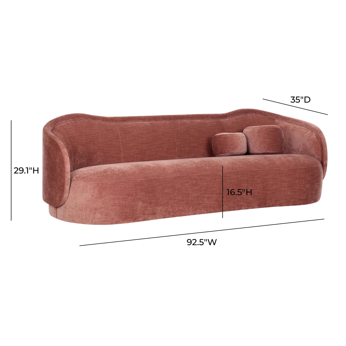 Circe 92.5" Performance Textured Velvet Sofa Mauve by Tov Furniture