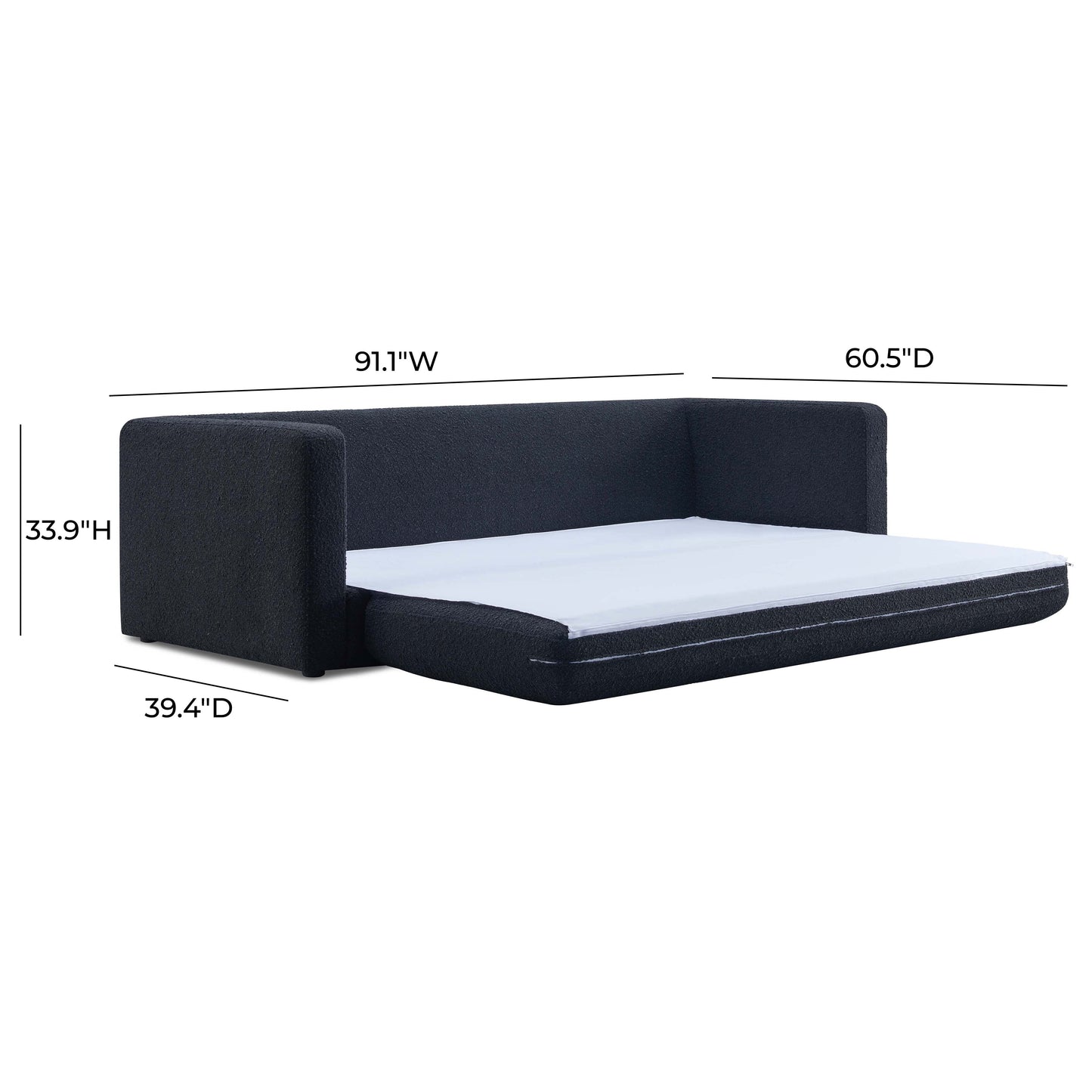 Ryan 91" Boucle Sofa Black by Tov Furniture