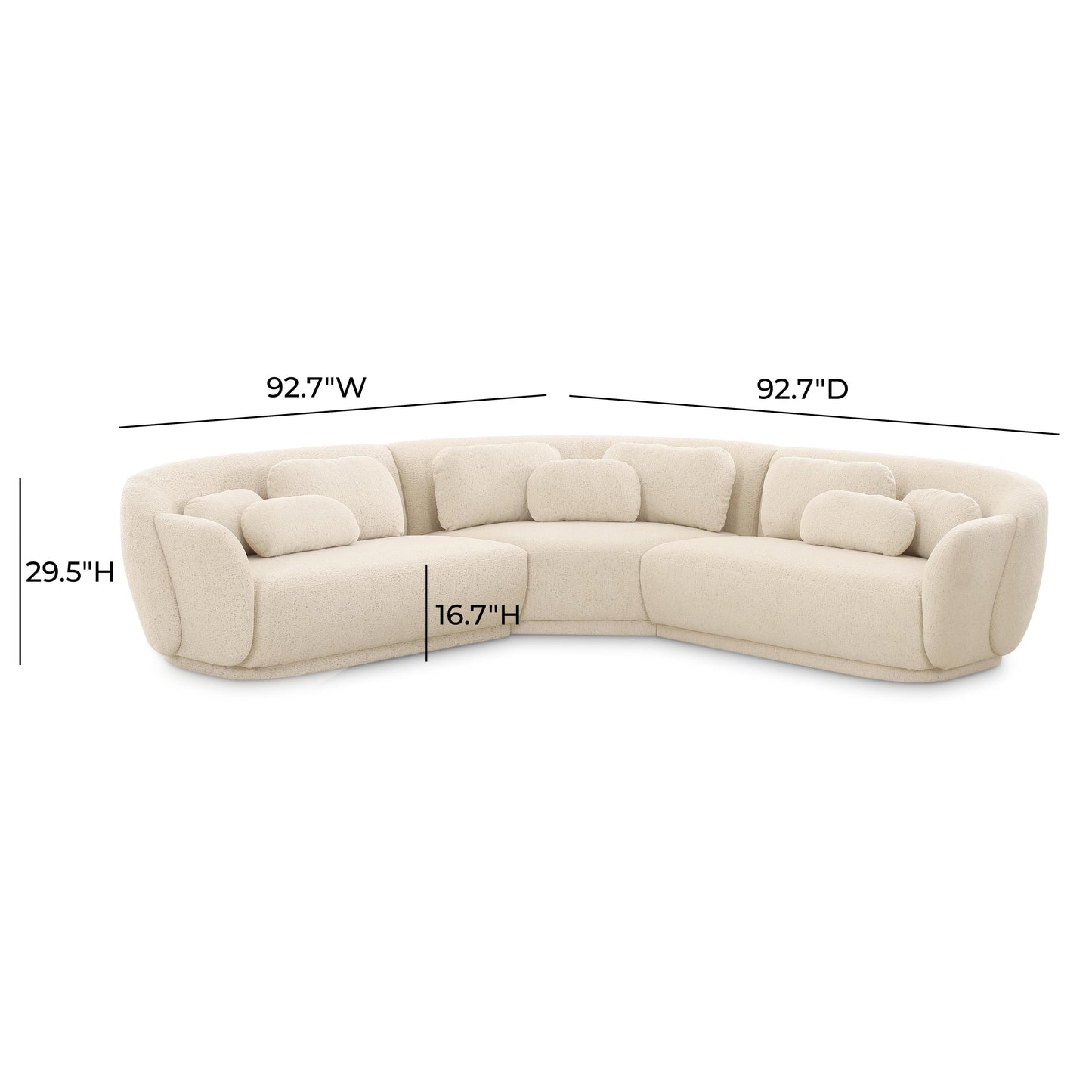 Misty 3 Piece Cream Boucle Modular L Sectional by TOV L69281