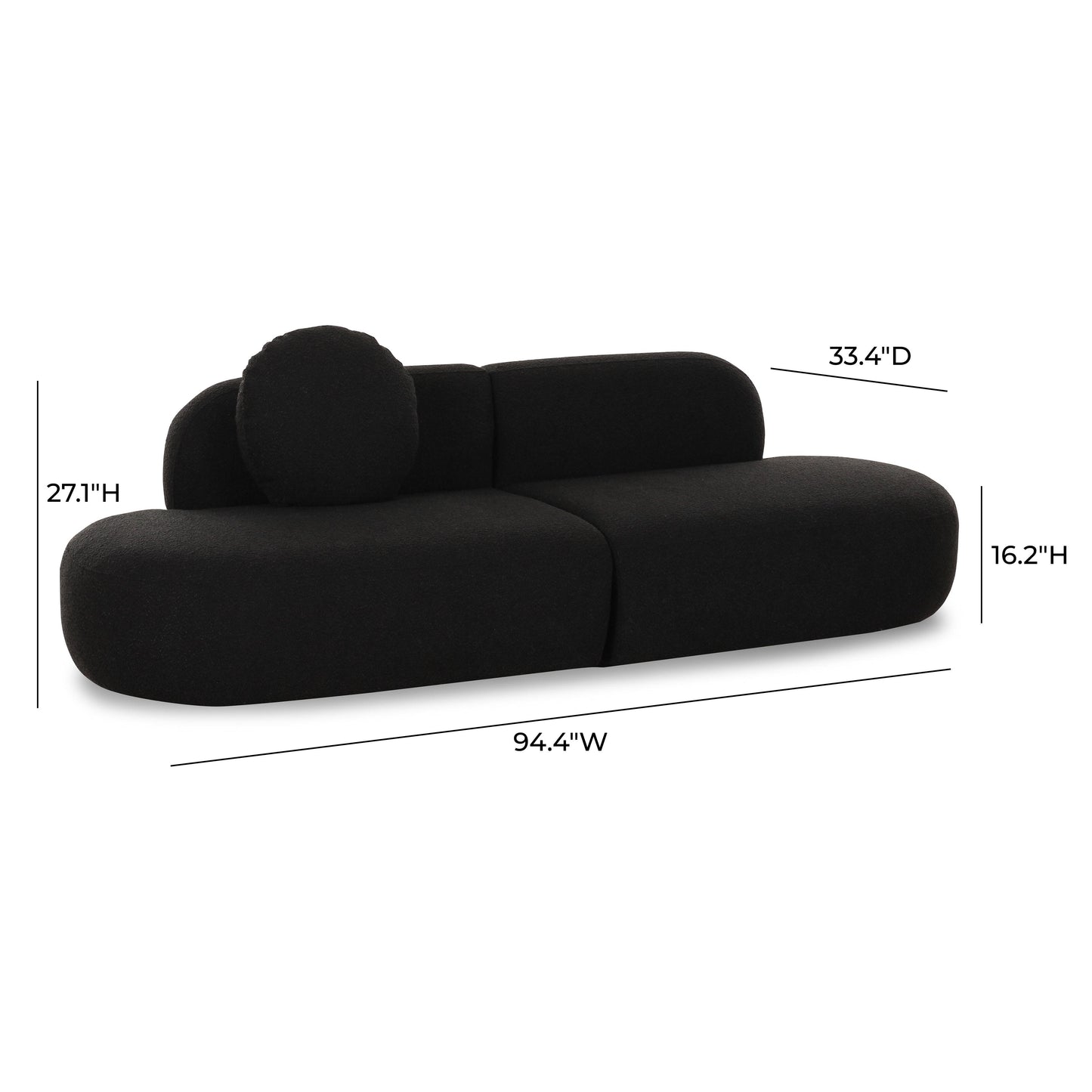 Broohah 94" Performance Fabric Sofa Black by Tov Furniture