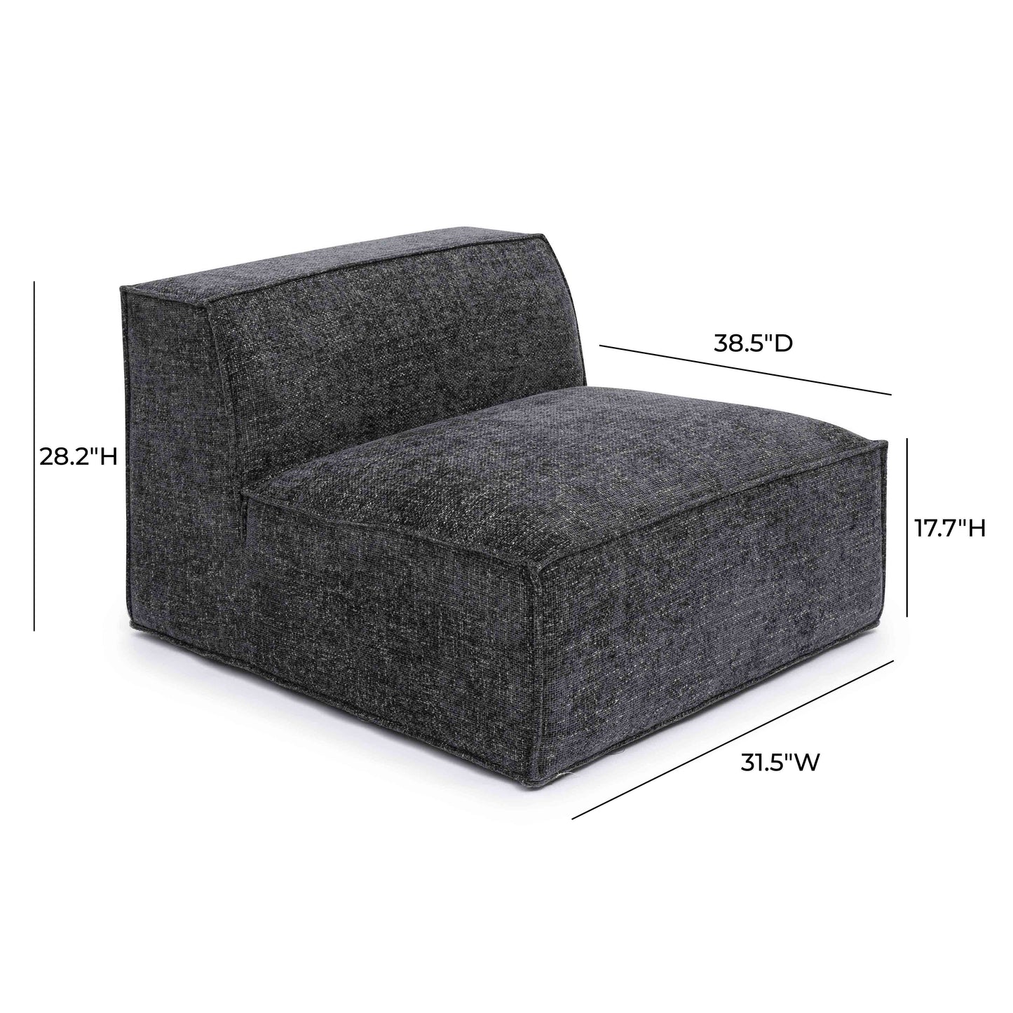 Mindy Performance Chenille Basketweave Modular Armless Chair Charcoal by Tov Furniture