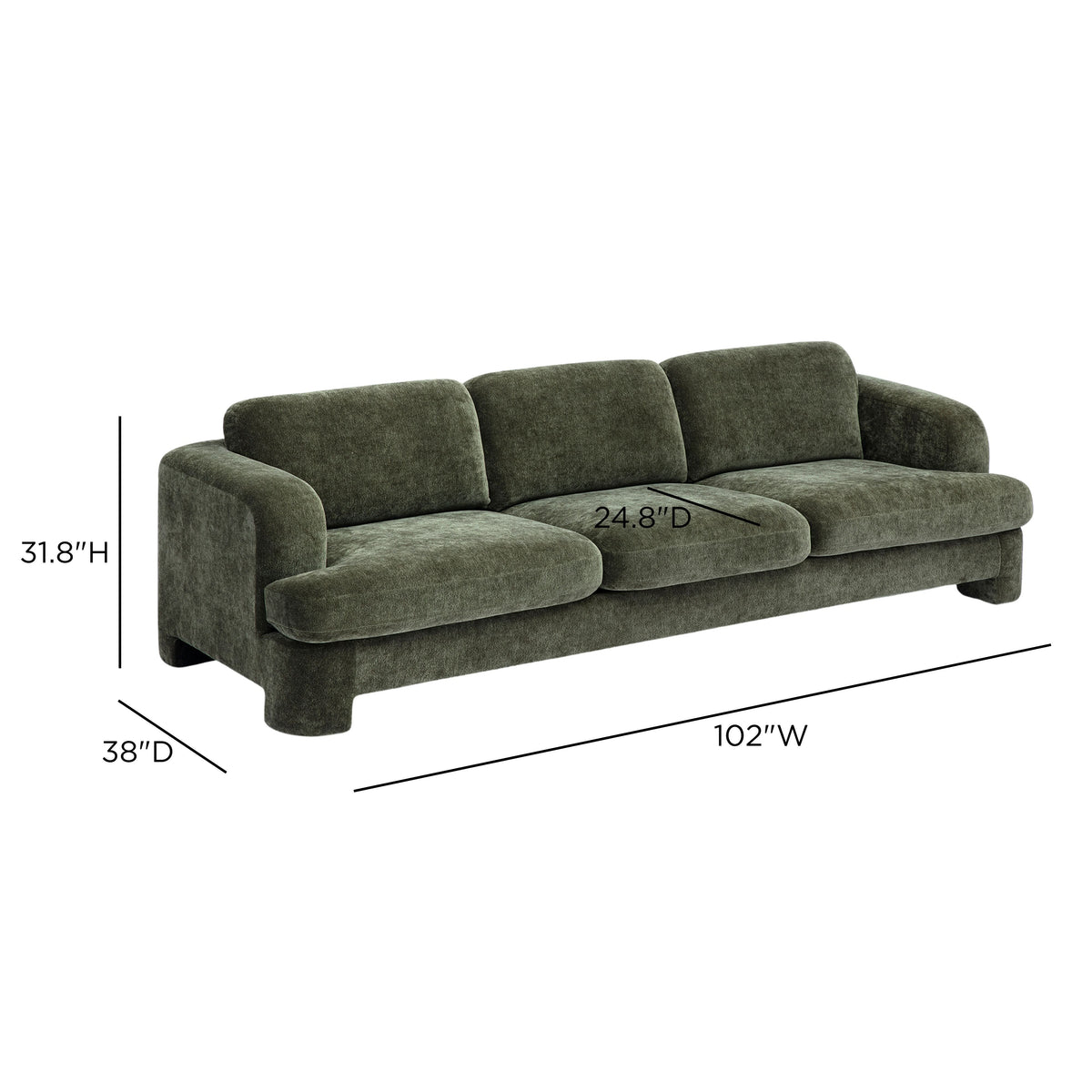 Halsey 102" Forest Green Textured Fabric Sofa by TOV Furniture – photo 7 of 7