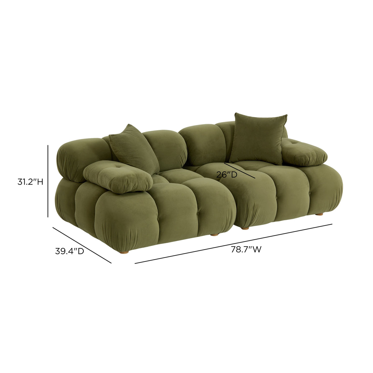 Calliope 79" Olive Green Performance Velvet Modular Loveseat by TOV Furniture – photo 5 of 5