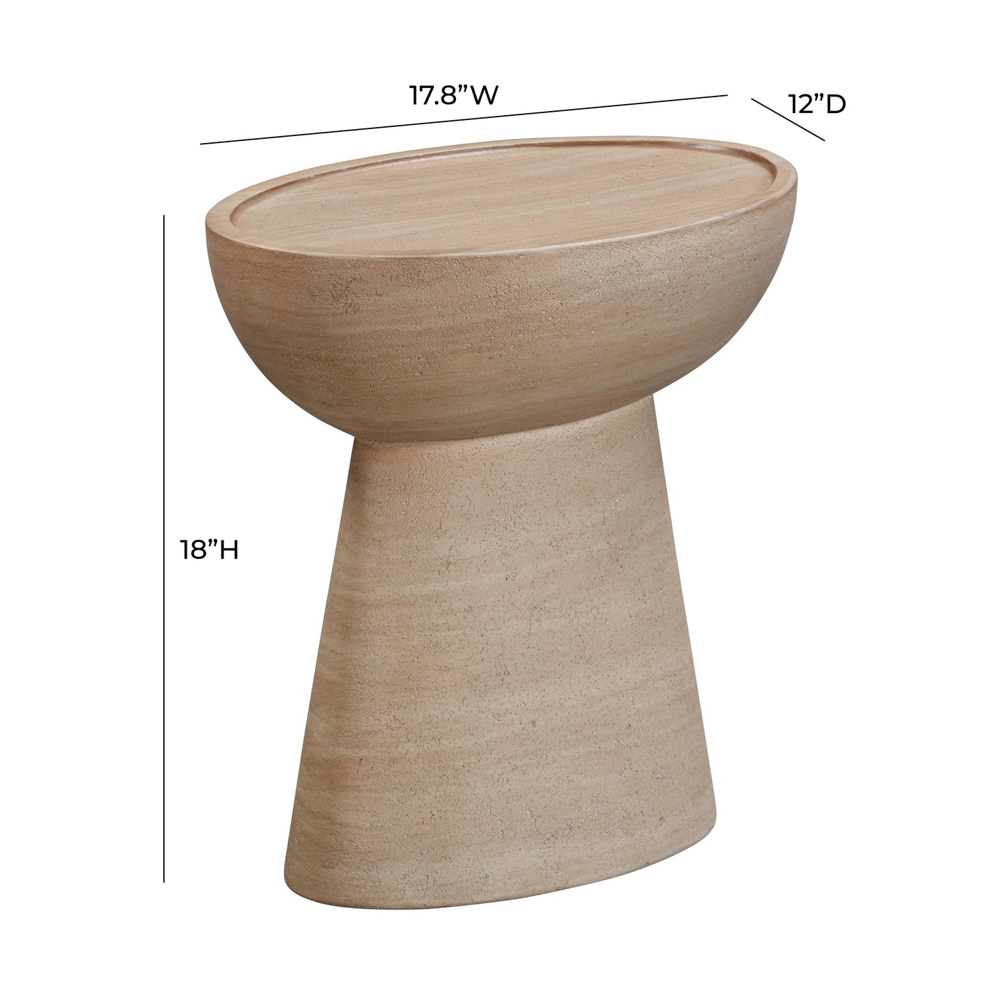 Eclipse Textured Faux Travertine Indoor/Outdoor Side Table Travertine by Tov Furniture