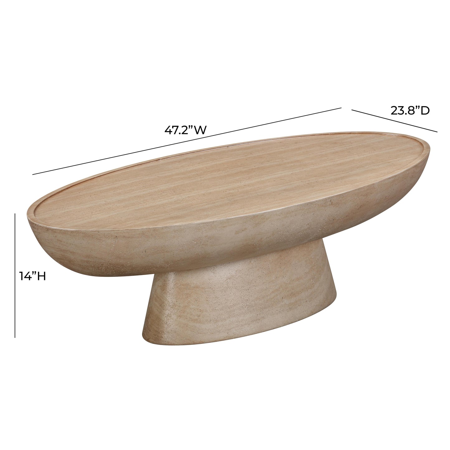 Eclipse 47" Textured Faux Travertine Indoor/Outdoor Coffee Table by TOV Furniture – photo 7 of 7