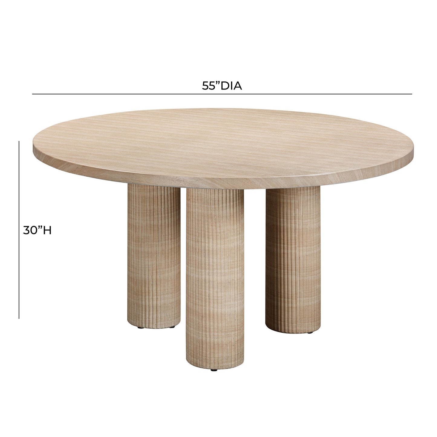 Patti 55 Textured Faux Travertine Indoor Outdoor Round Dining Table by TOV O54276