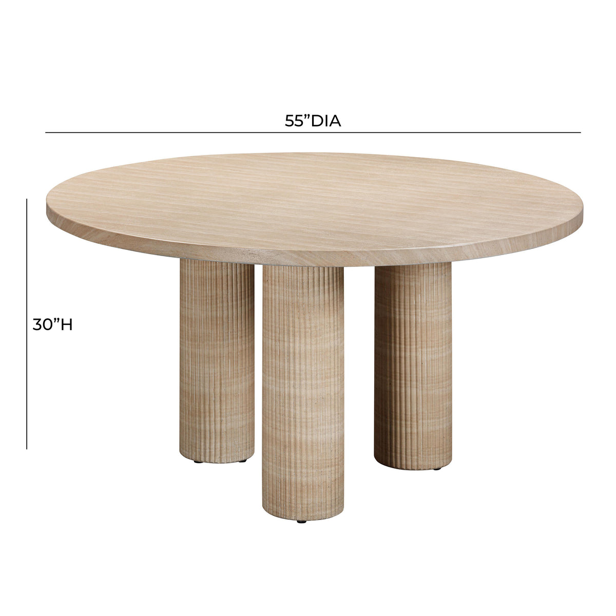 Patti 55" Textured Faux Travertine Indoor / Outdoor Round Dining Table by TOV Furniture – photo 7 of 7