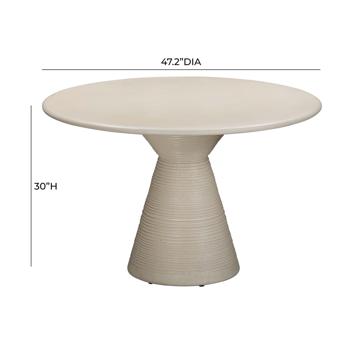 Fern 47" Beige Textured Faux Plaster Concrete Indoor / Outdoor Round Dining Table by TOV Furniture – photo 6 of 6