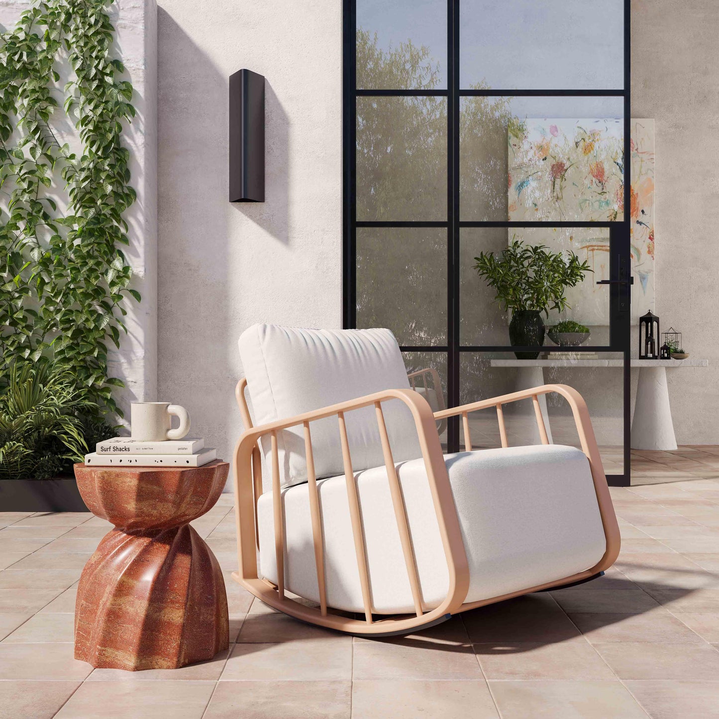 Turin Indoor/Outdoor Concrete Stool Red by Tov Furniture