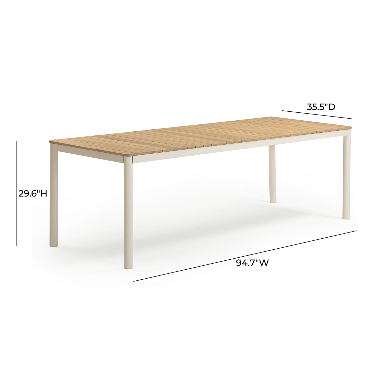 Sardinia 95" Light Teak Outdoor Rectangular Dining Table Cream, Light Teak by Tov Furniture