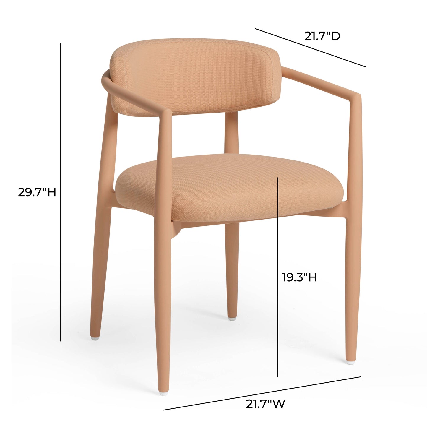 Annika Textured Contract-Grade Fabric Outdoor Dining Arm Chair Peach by Tov Furniture