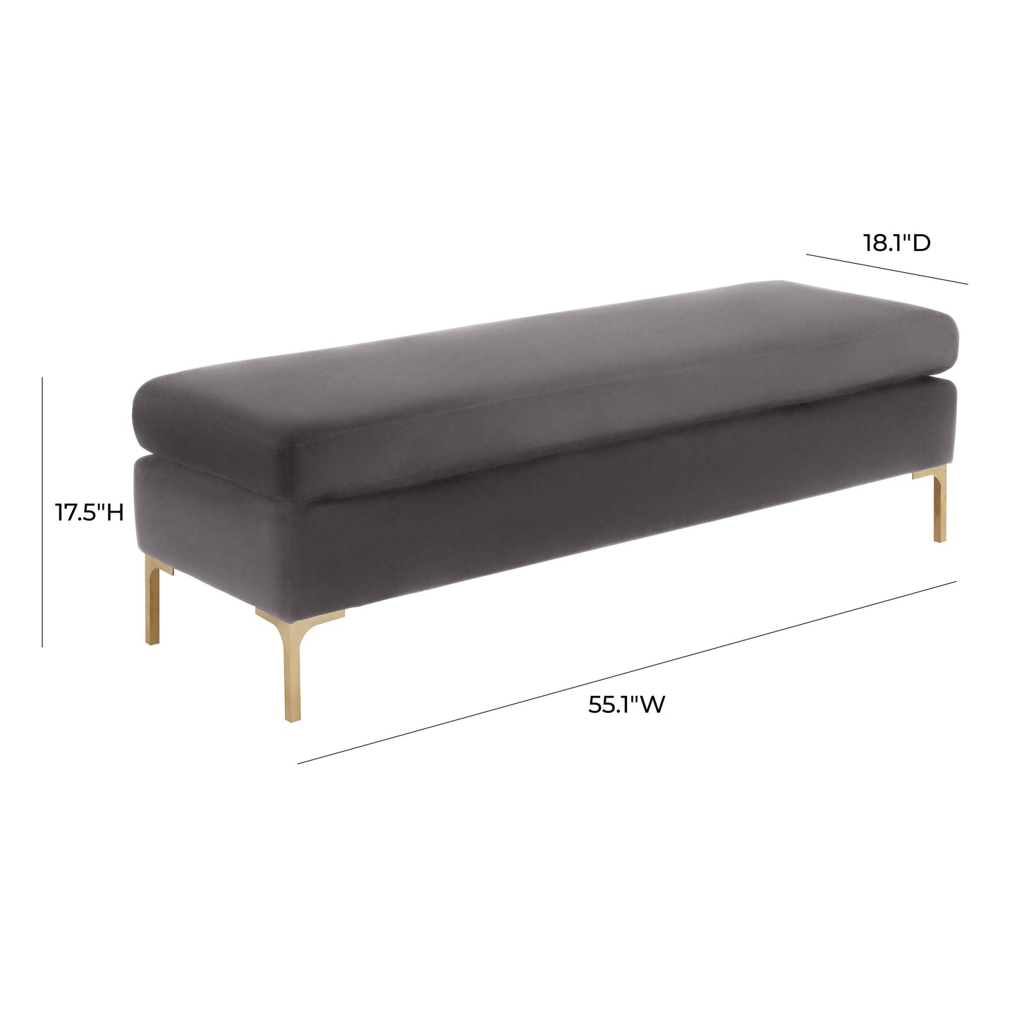 Delilah 55" Velvet Bench Grey by Tov Furniture