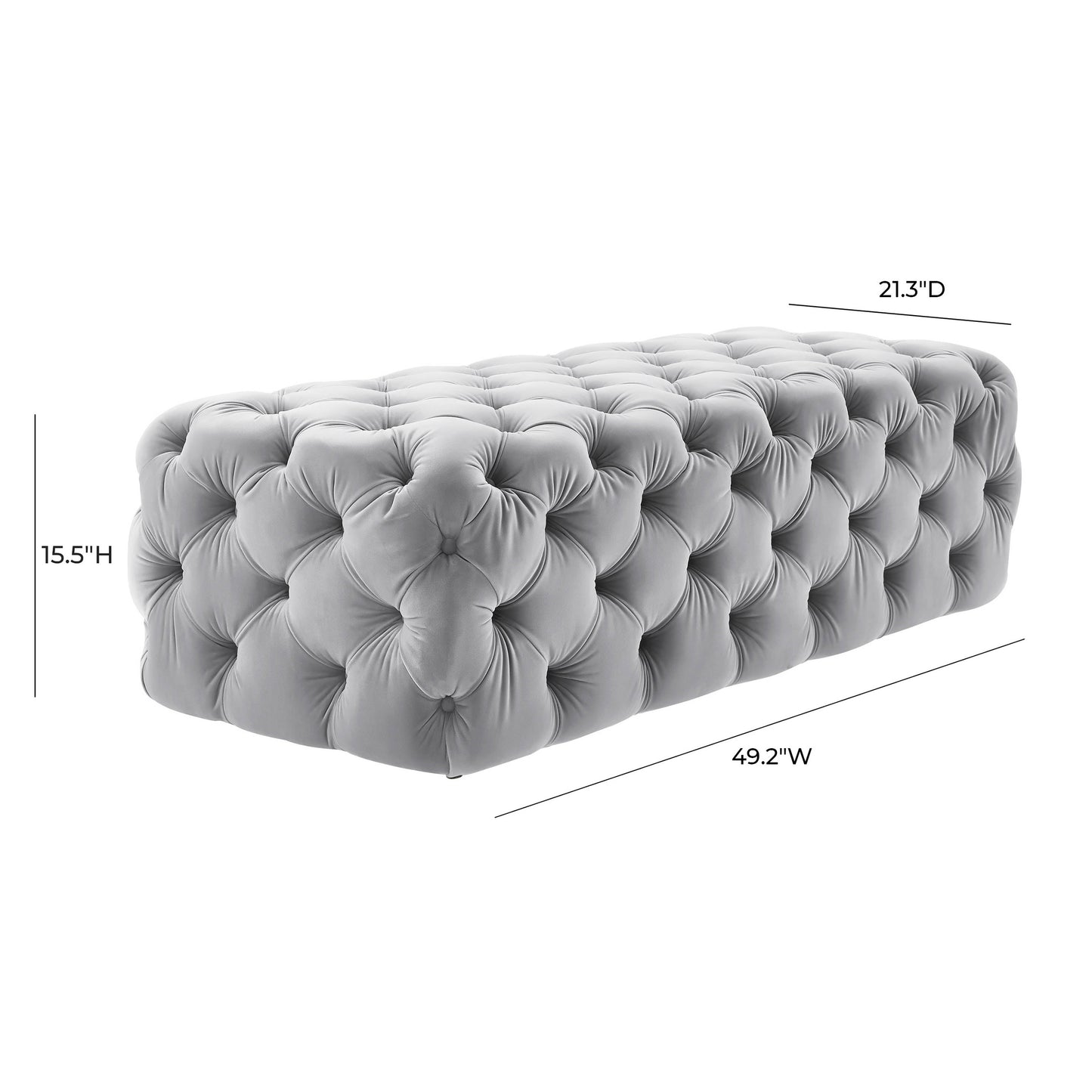 Kaylee 49" Performance Velvet Tufted Jumbo Ottoman Grey by Tov Furniture