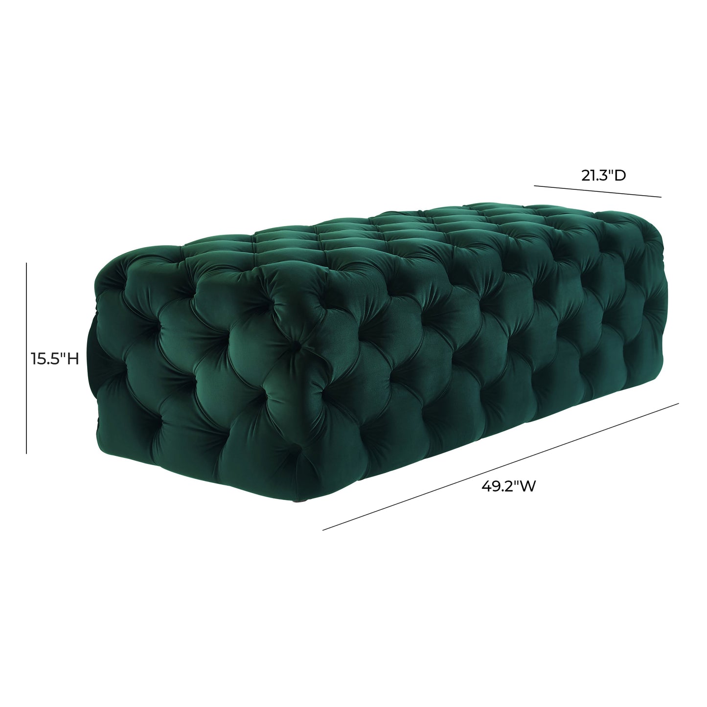 Kaylee 49" Performance Velvet Tufted Jumbo Ottoman Green by Tov Furniture