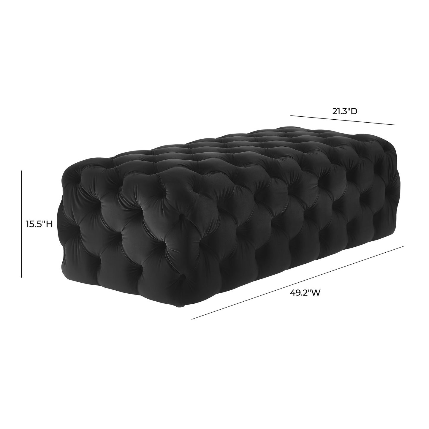 Kaylee 49" Performance Velvet Tufted Jumbo Ottoman Black by Tov Furniture