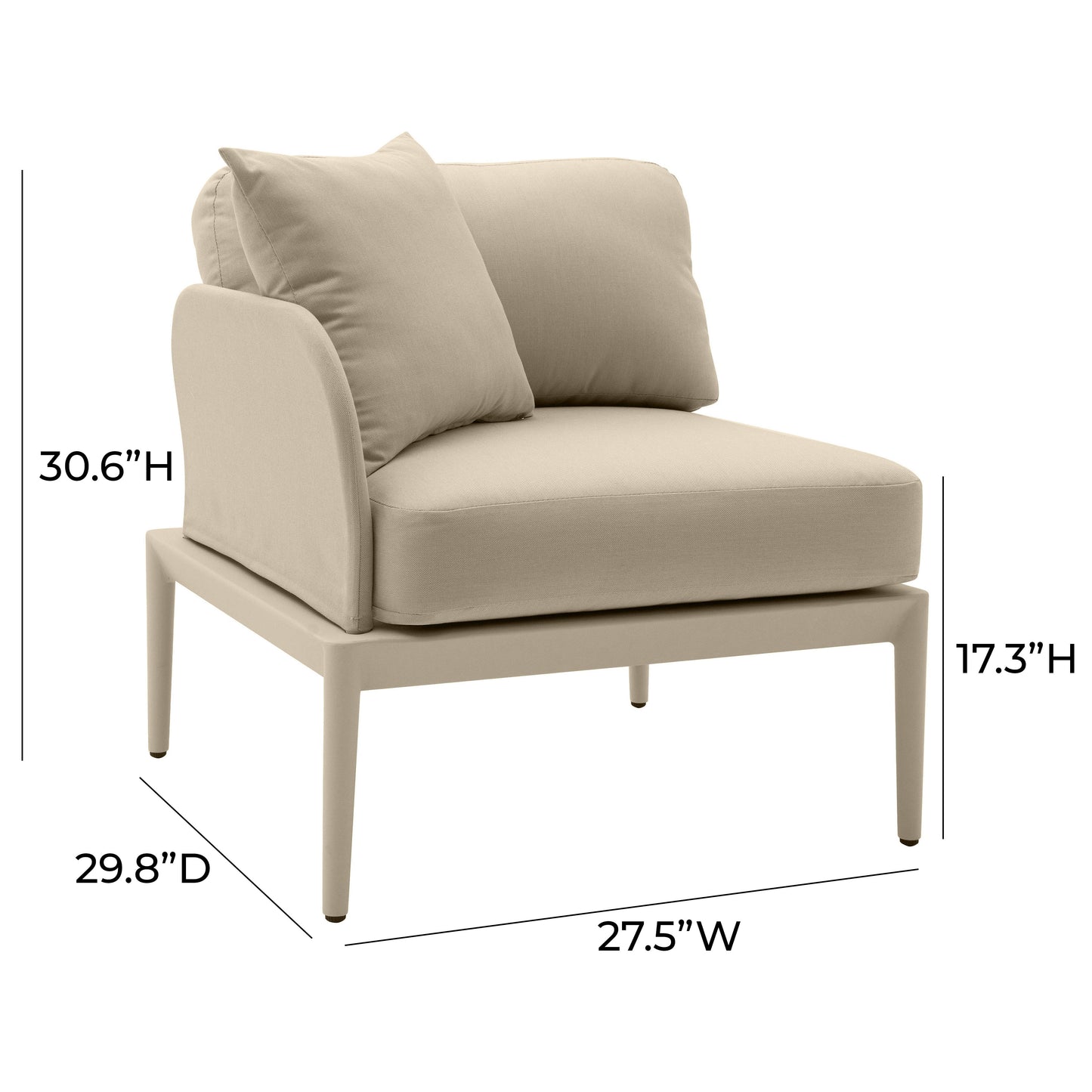 Kapri Modular Outdoor Corner Chair Taupe by Tov Furniture