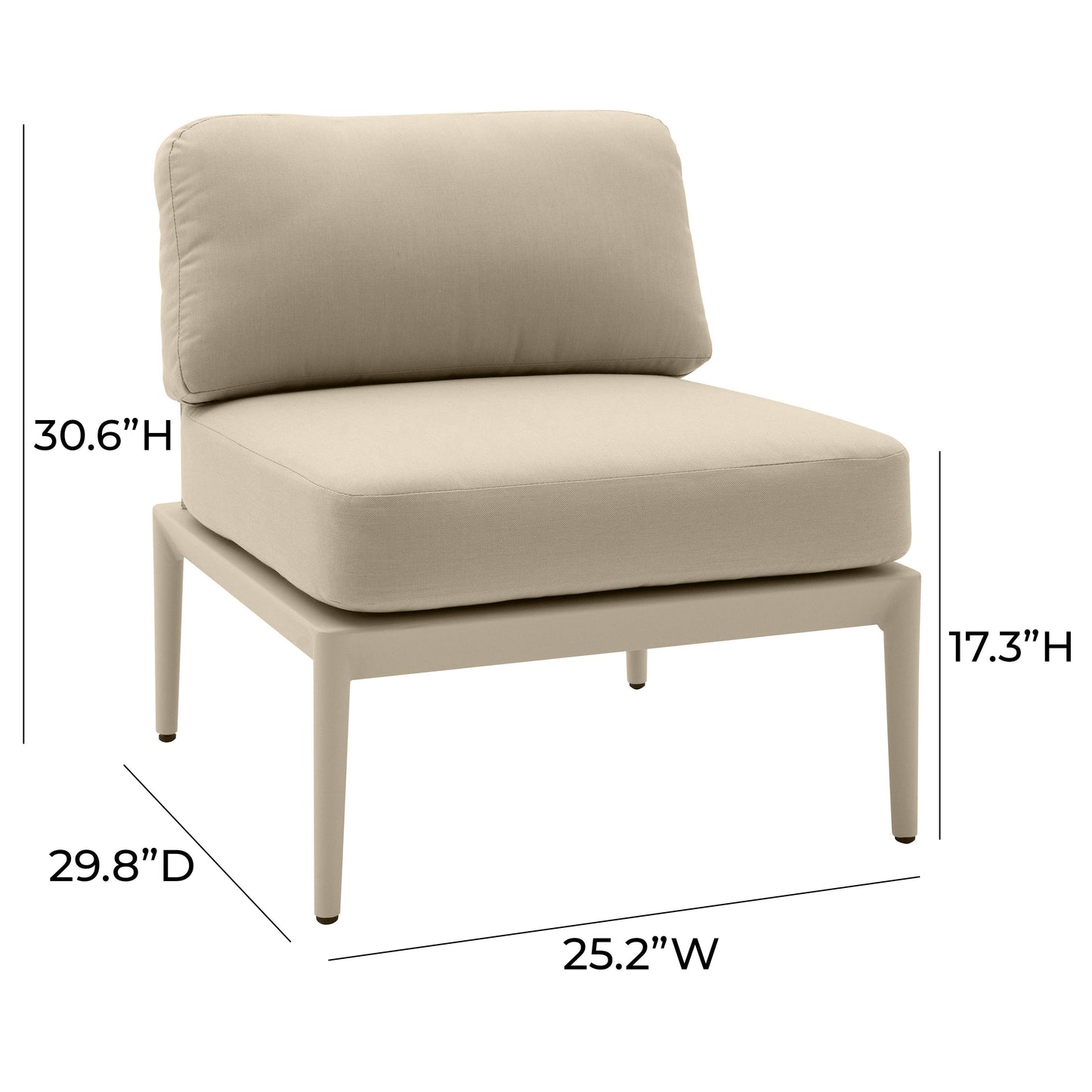 Kapri Modular Outdoor Armless Chair Taupe by Tov Furniture