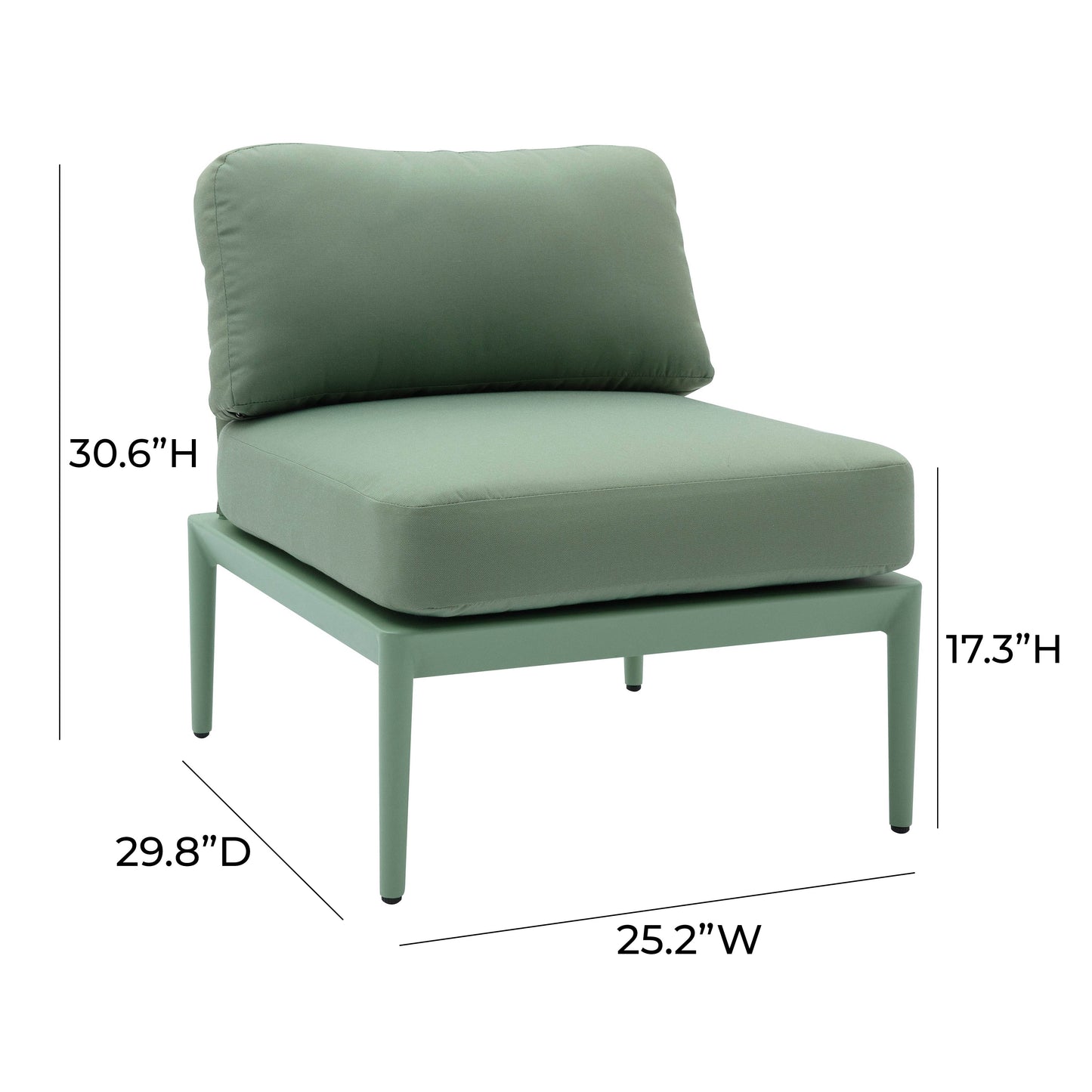 Kapri Modular Outdoor Armless Chair Moss Green by Tov Furniture