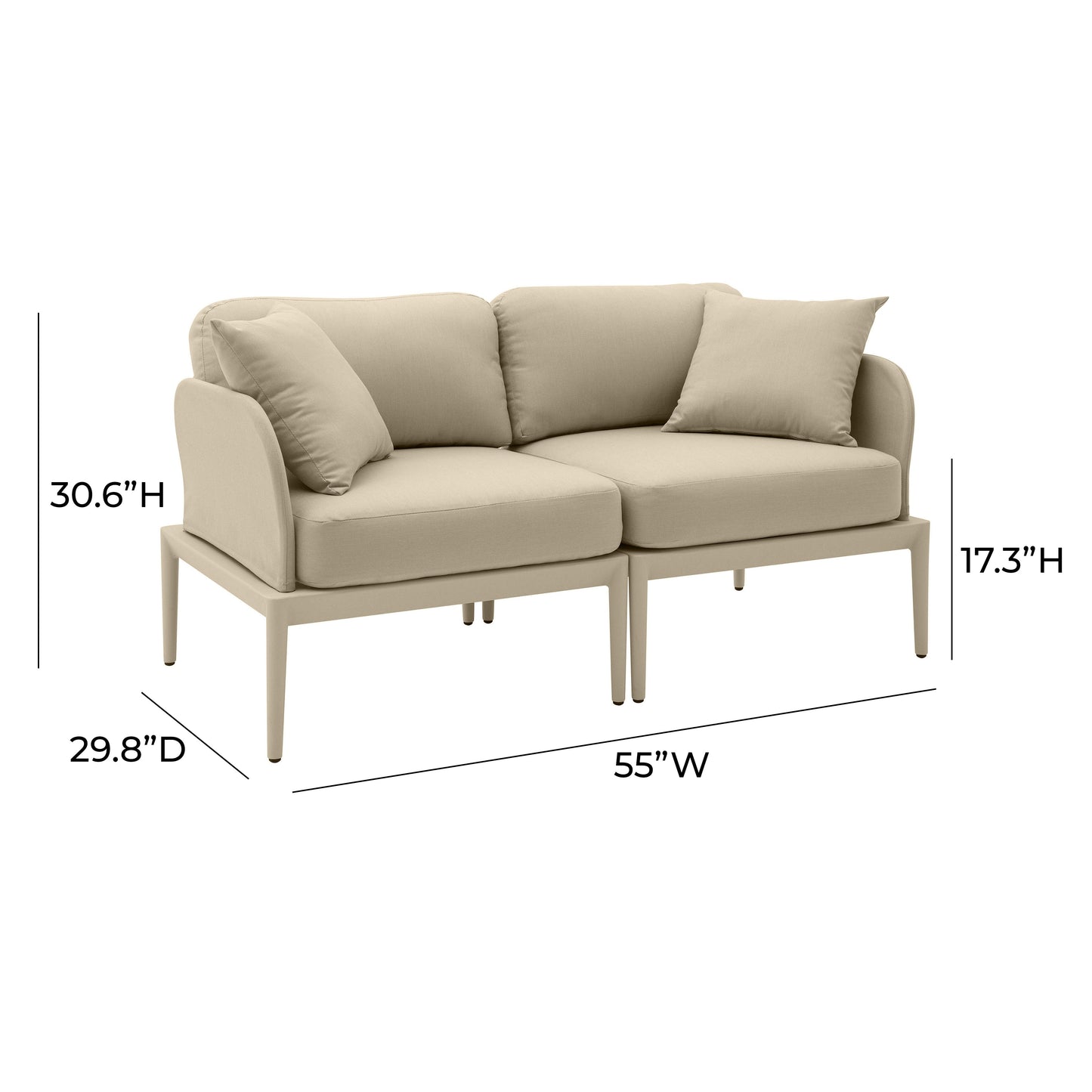 Kapri 55" Modular Outdoor Loveseat Taupe by Tov Furniture