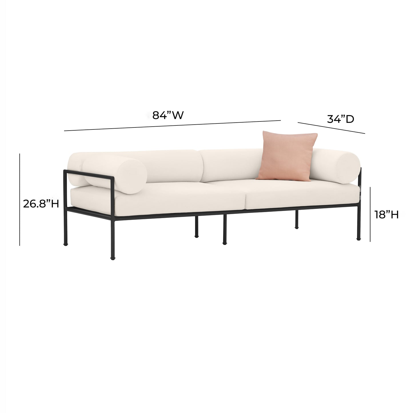Vera 84" Cream Performance Fabric Outdoor Sofa Cream by Tov Furniture