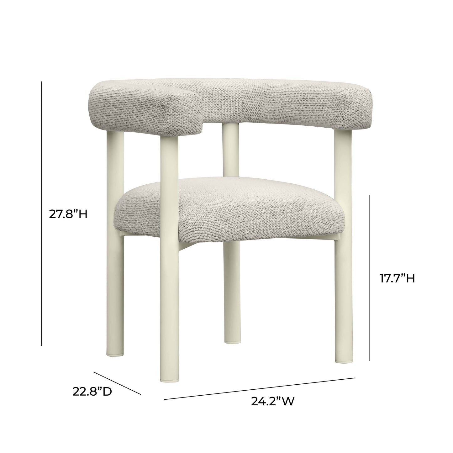 Jackie Cream Textured Contract-Grade Fabric Outdoor Dining Chair Cream by Tov Furniture