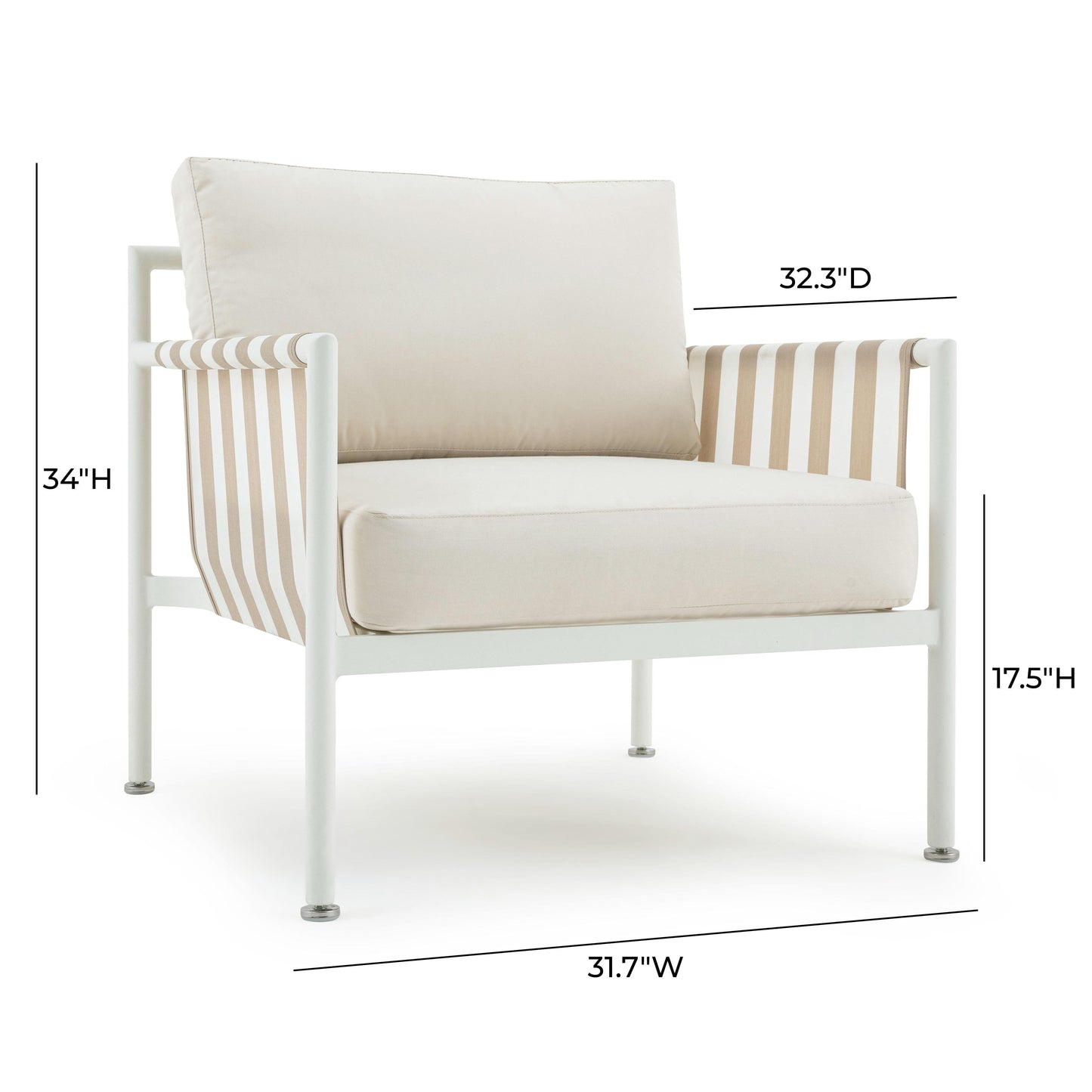 Dunes Cream Outdoor Armchair Cream by Tov Furniture