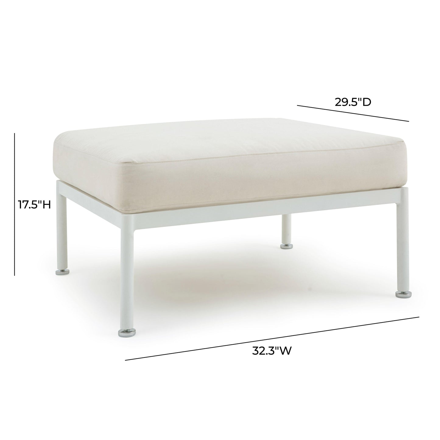 Dunes Cream Outdoor Ottoman Cream by Tov Furniture