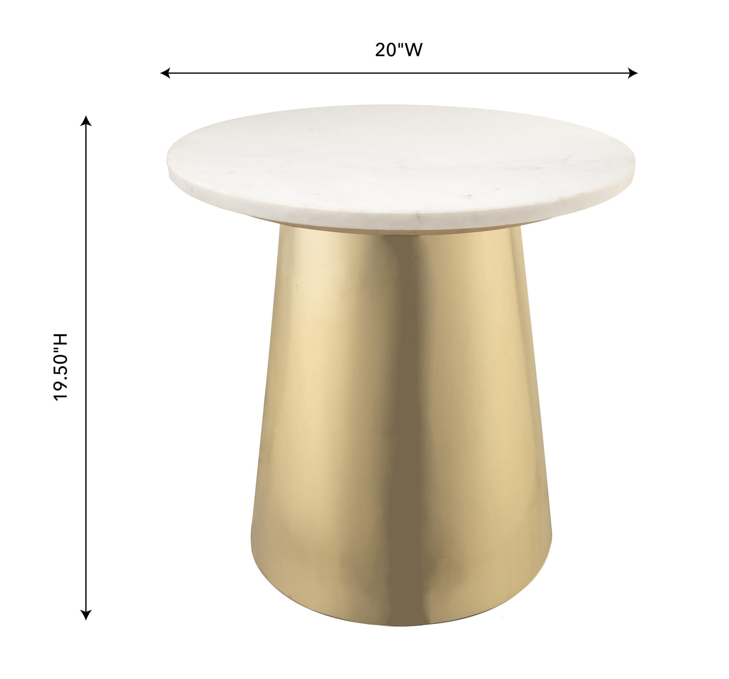 Bleeker Marble Side Table Gold, White Marble by Tov Furniture