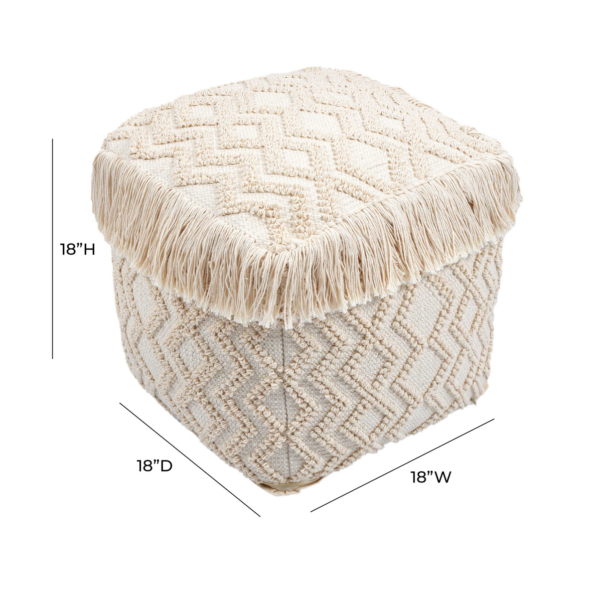 Inca Cream Cotton Pouf by TOV Furniture – photo 6 of 6
