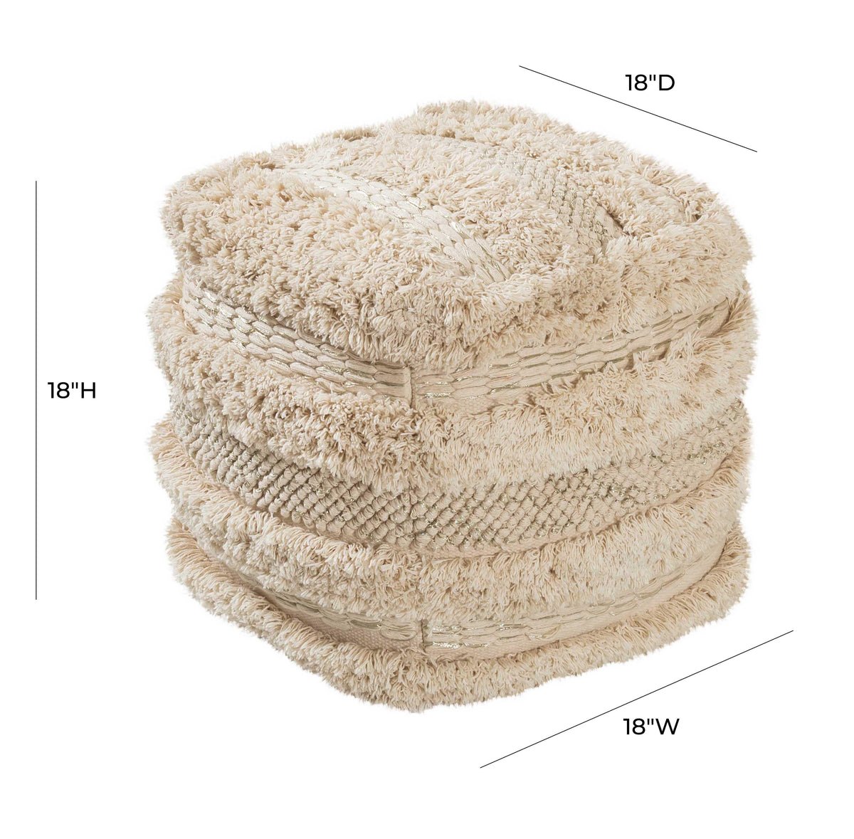 Yorba Beige Cotton Pouf by TOV Furniture – photo 5 of 5