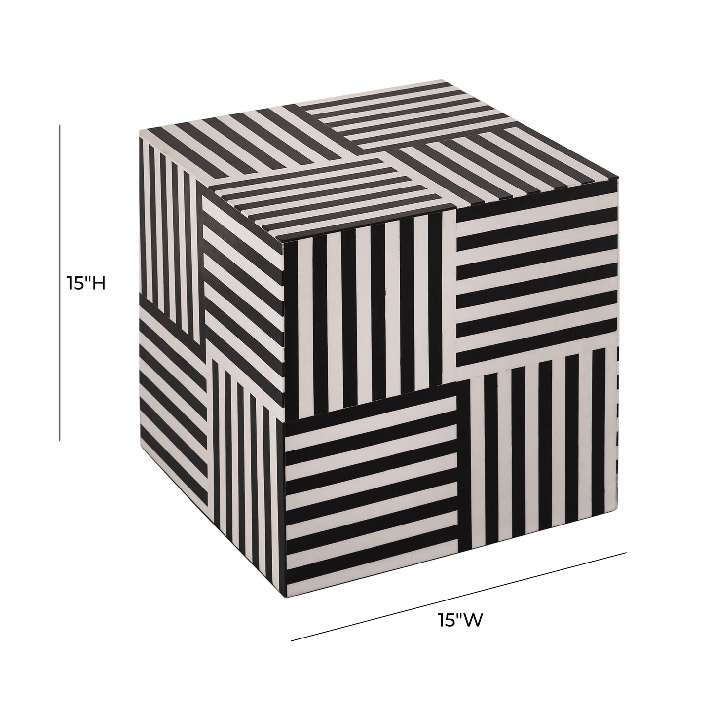 Cube Black and White Side Table Black and White by Tov Furniture