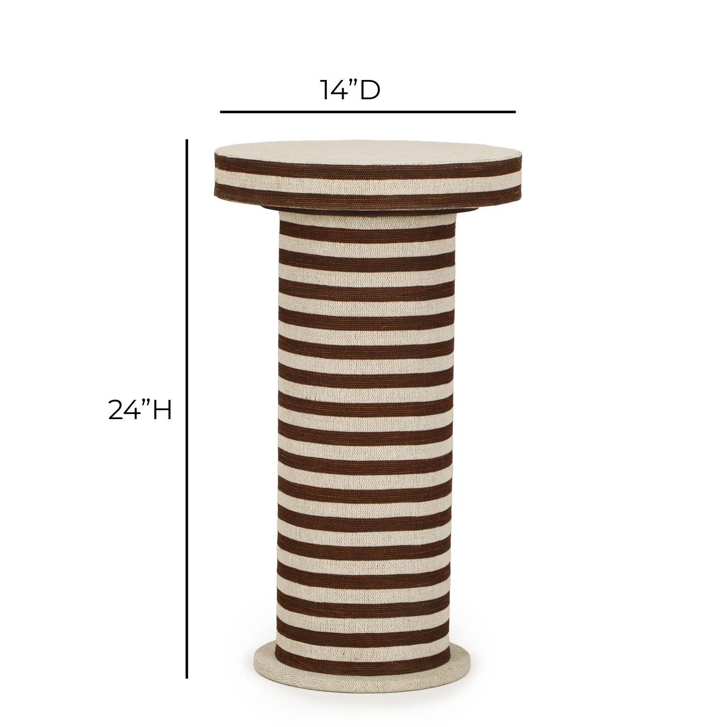 Lyra Natural Striped Cotton Jute Contract-Grade Side Table Brown Stripes by Tov Furniture