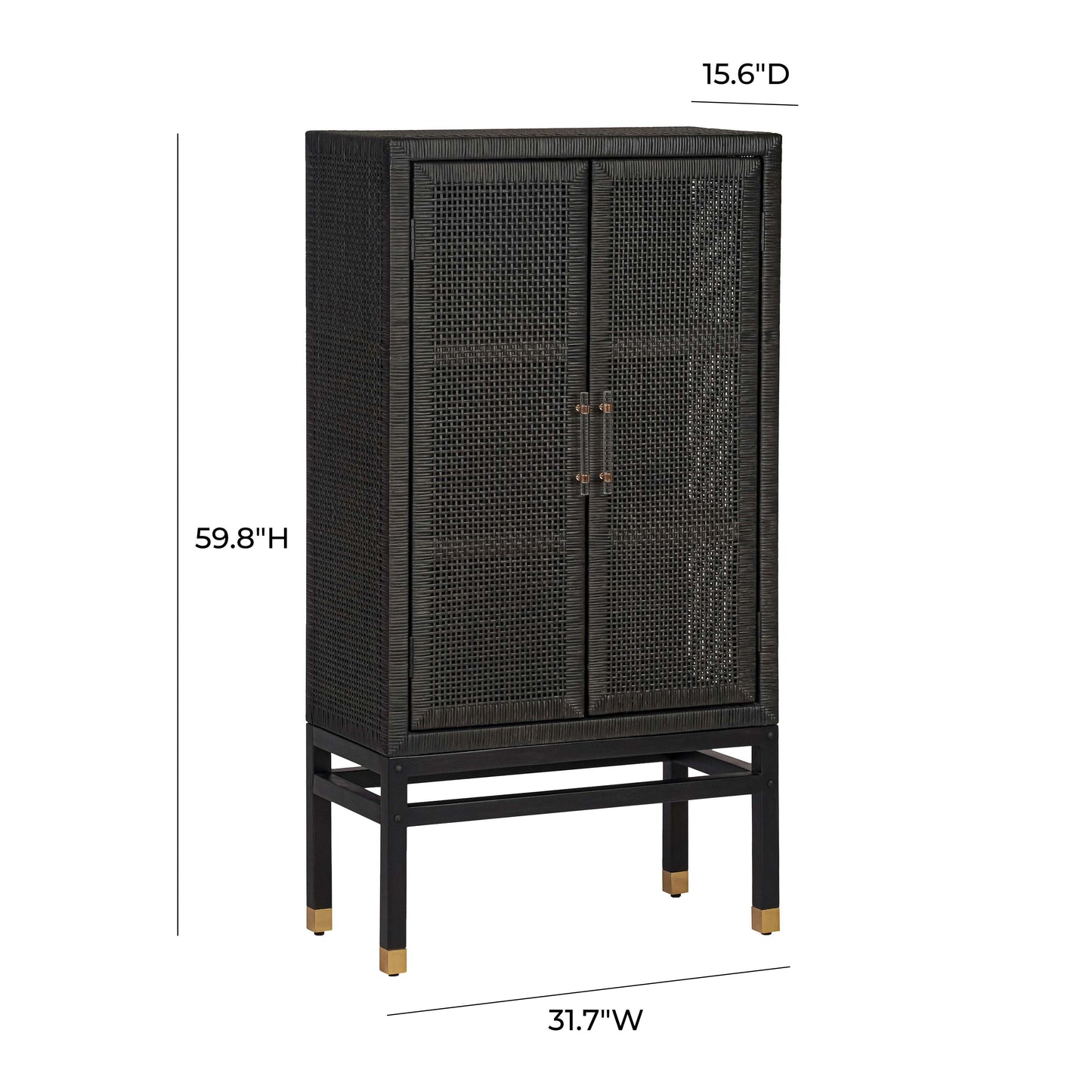 Amara Woven Rattan Cabinet Charcoal by Tov Furniture