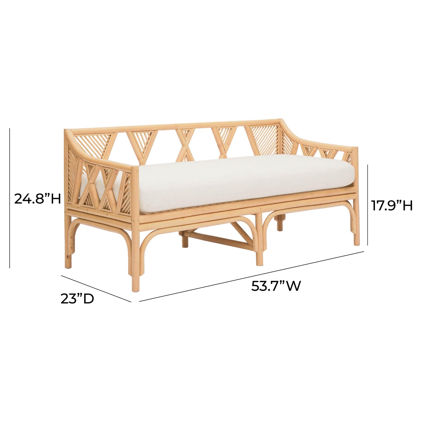 Jayla 54" Natural Rattan Bench Natural, White by Tov Furniture