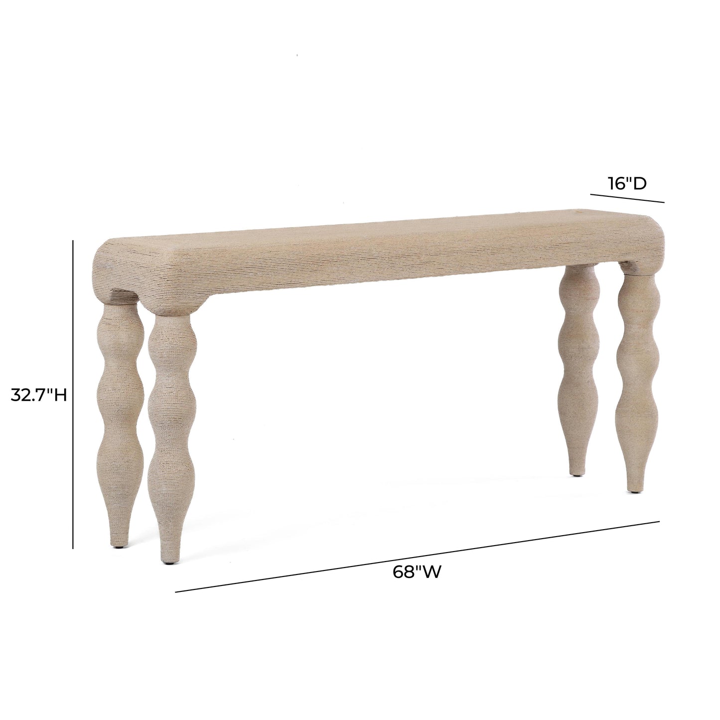 Vicky 68" Natural Woven Seagrass Console Table Natural by Tov Furniture