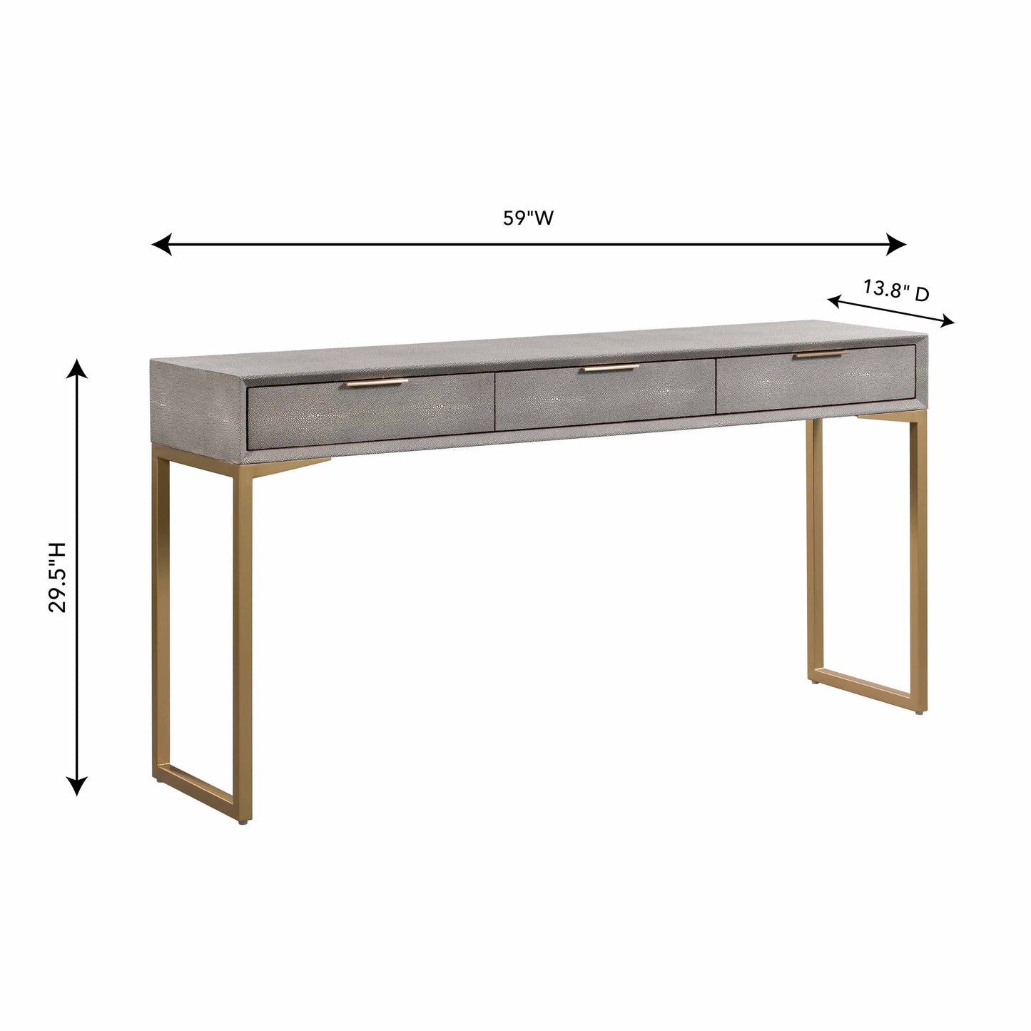 Pesce 59" Shagreen 3 Drawer Console Table Grey by Tov Furniture