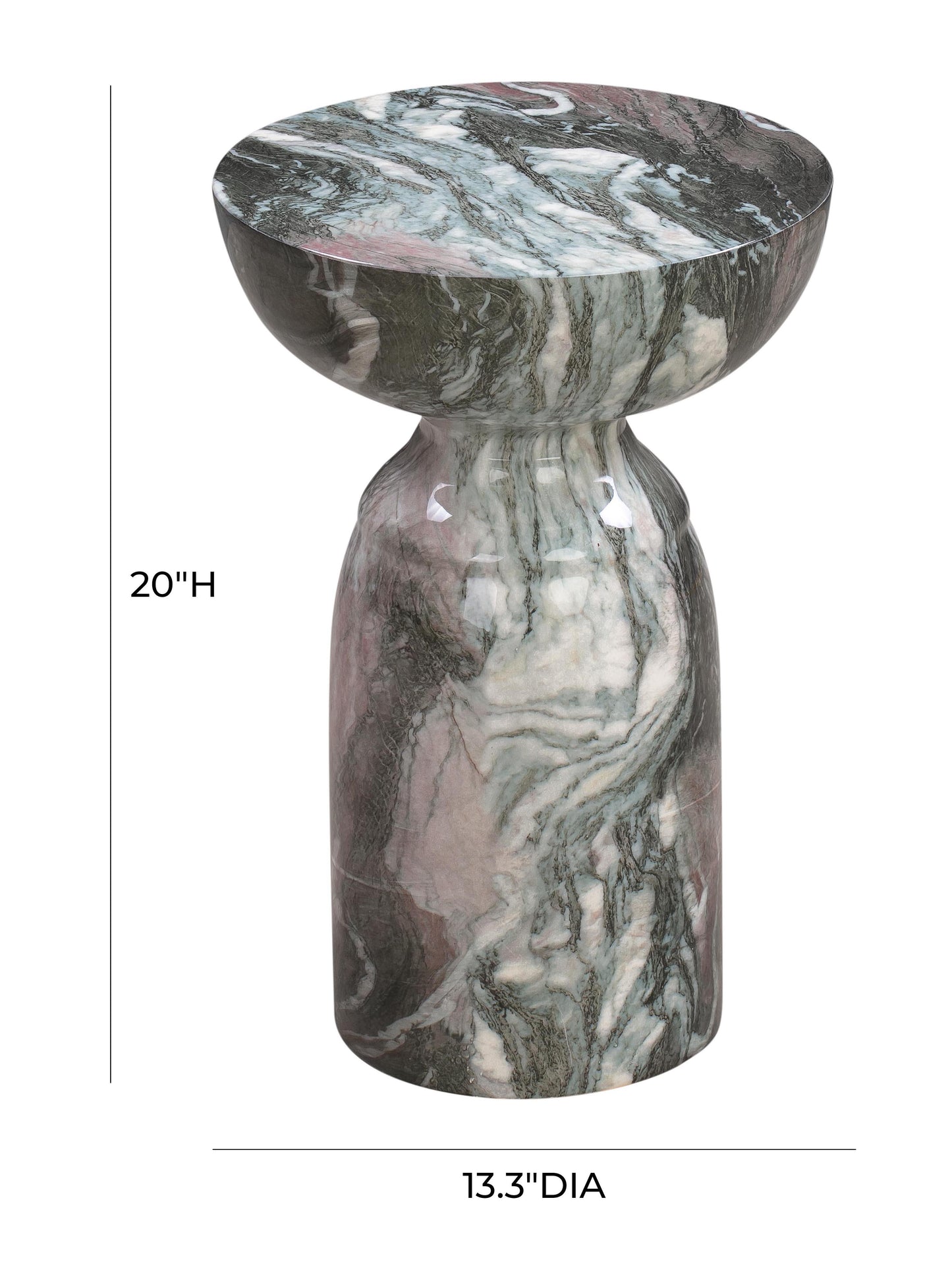 Rue Faux Marble Indoor/Outdoor Round Side Table Grey by Tov Furniture