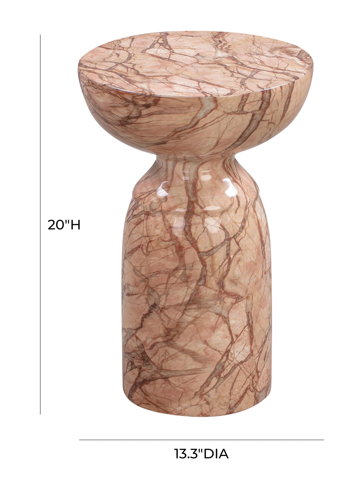 Rue Faux Marble Indoor/Outdoor Round Side Table Sunset by Tov Furniture