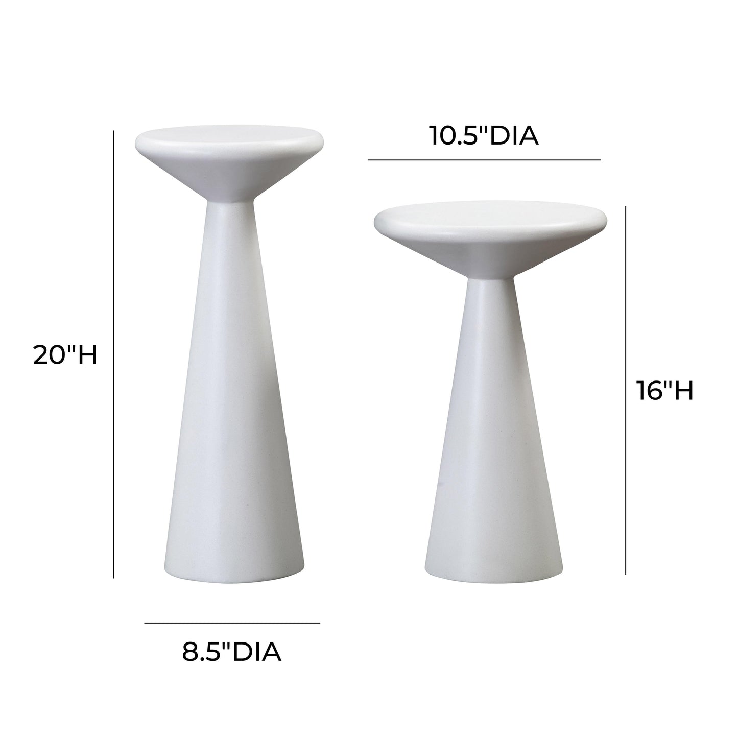 Gianna Concrete Accent Tables - Set of 2 White by Tov Furniture