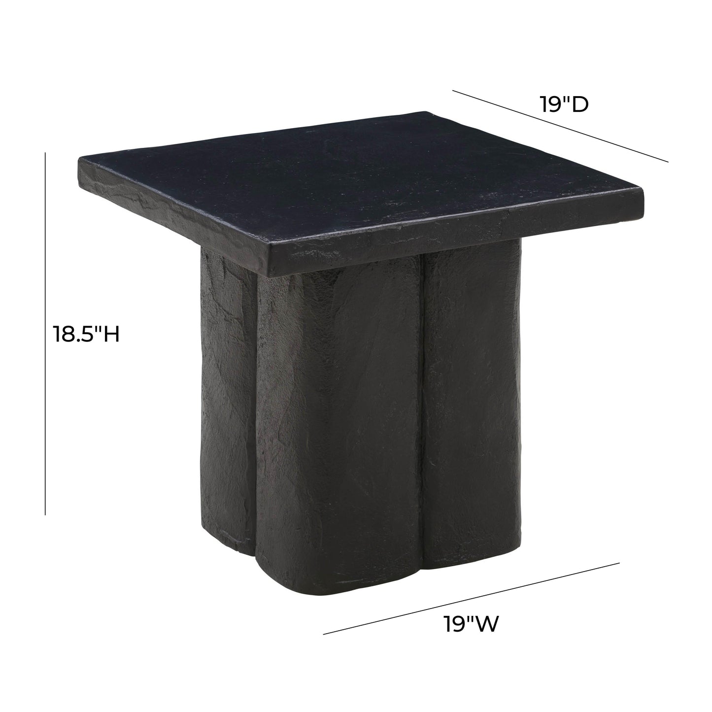 Kayla Faux Plaster Indoor/Outdoor Square Side Table Black by Tov Furniture