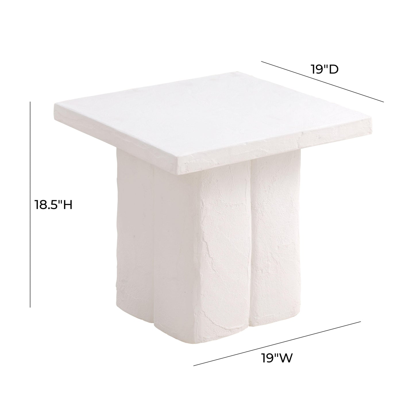 Kayla Faux Plaster Indoor/Outdoor Square Side Table White by Tov Furniture