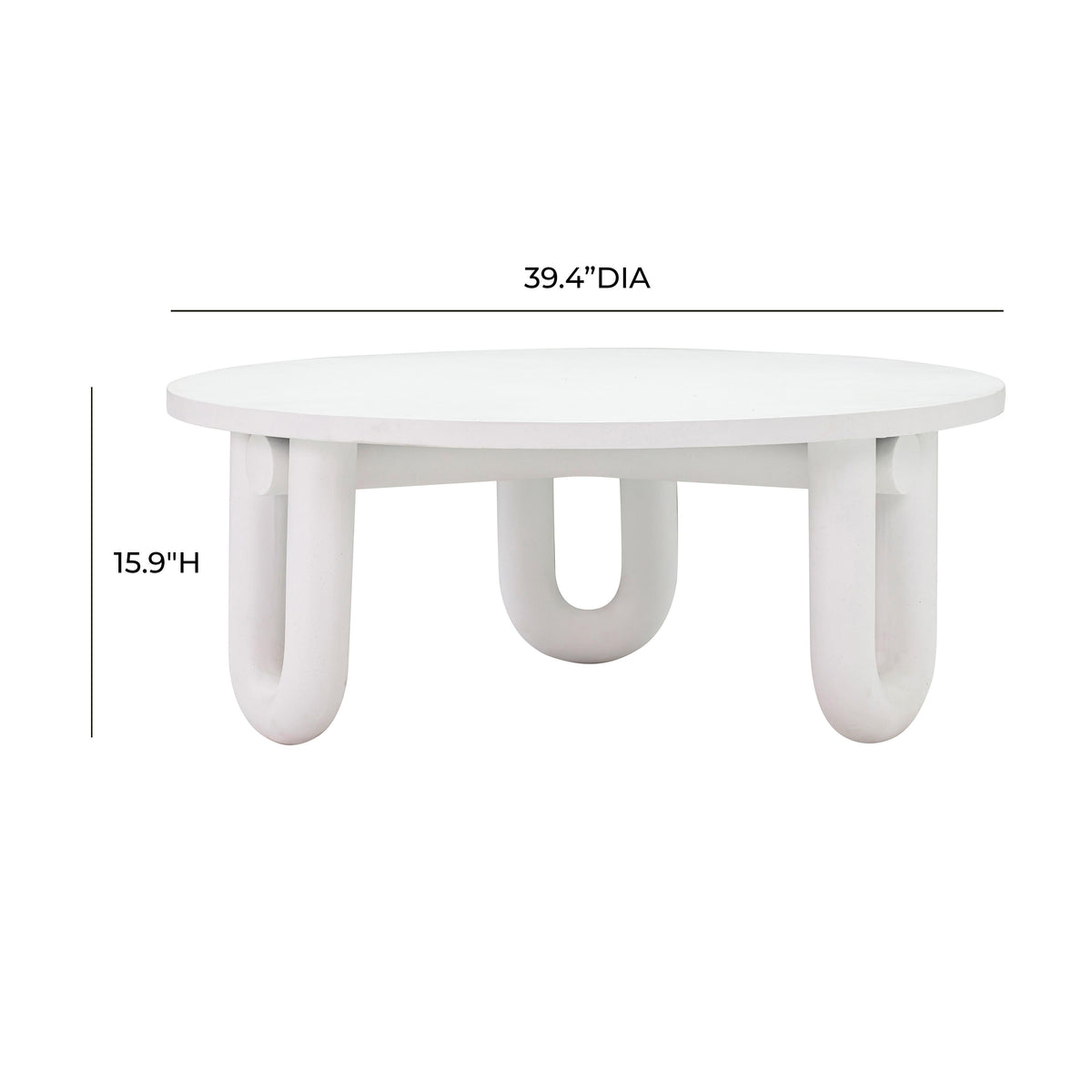 Tildy 39" White Concrete Indoor / Outdoor Round Coffee Table by TOV Furniture – photo 7 of 7