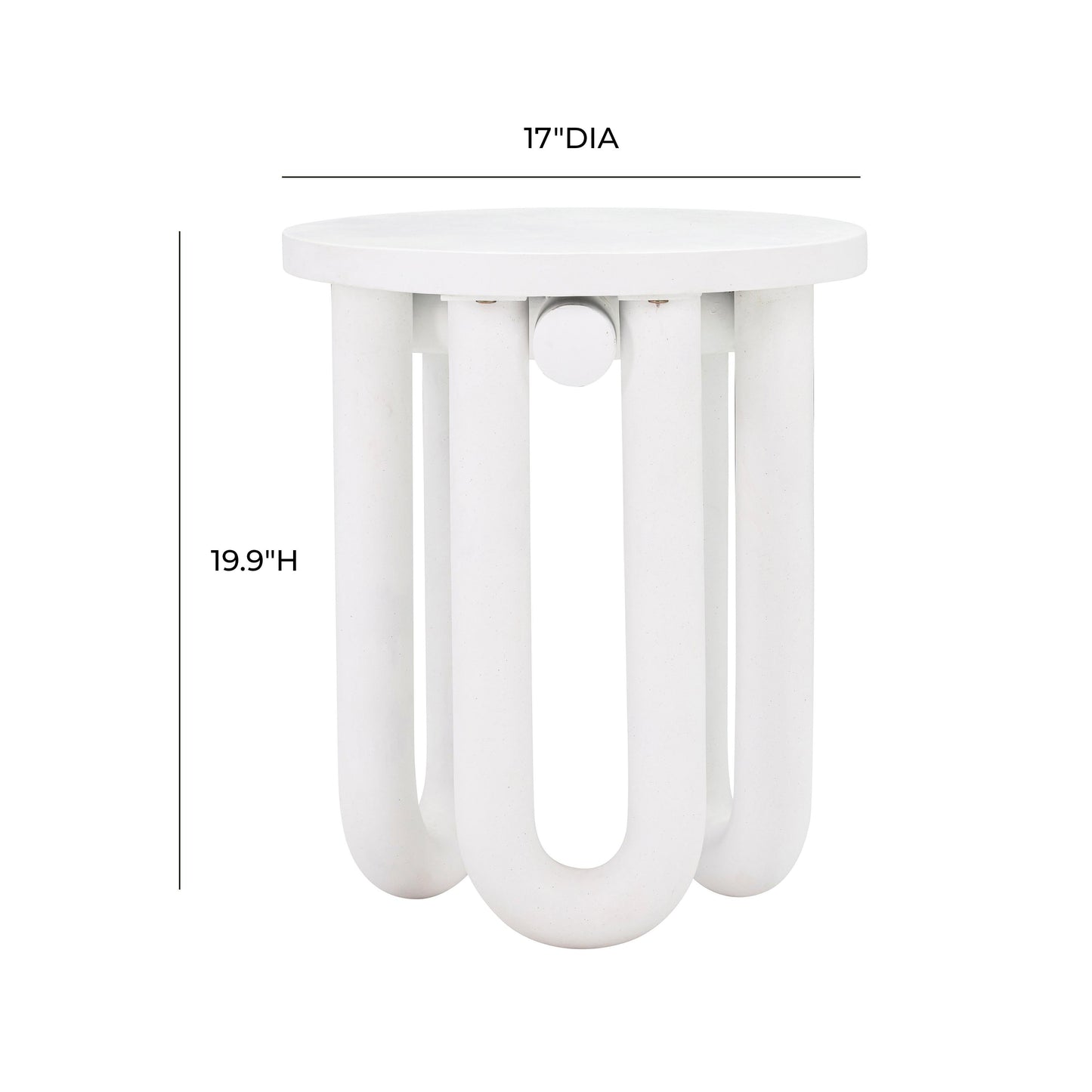 Tildy White Concrete Indoor/Outdoor Round Side Table White by Tov Furniture
