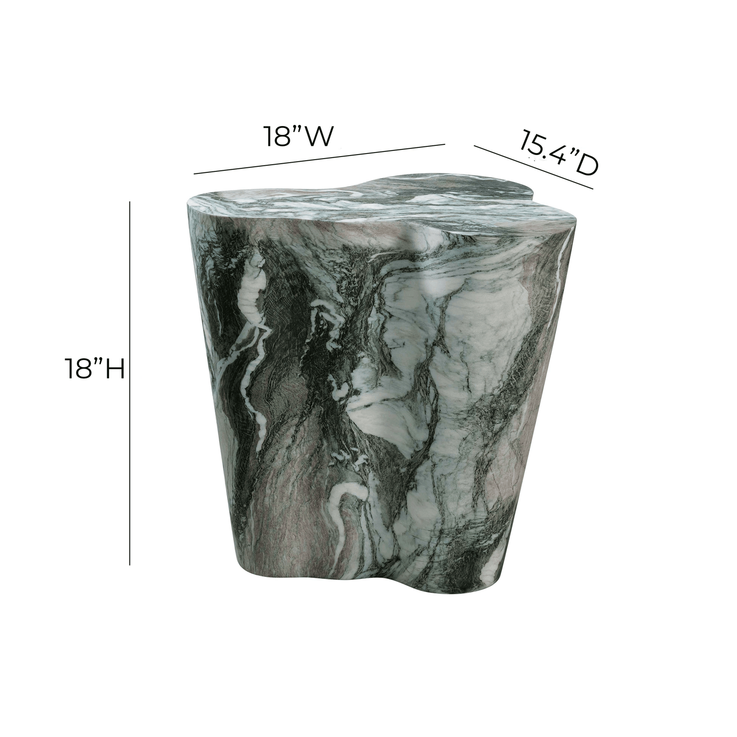 Slab Concrete Indoor/Outdoor Side Table (18"-22") Grey Marble Short by Tov Furniture