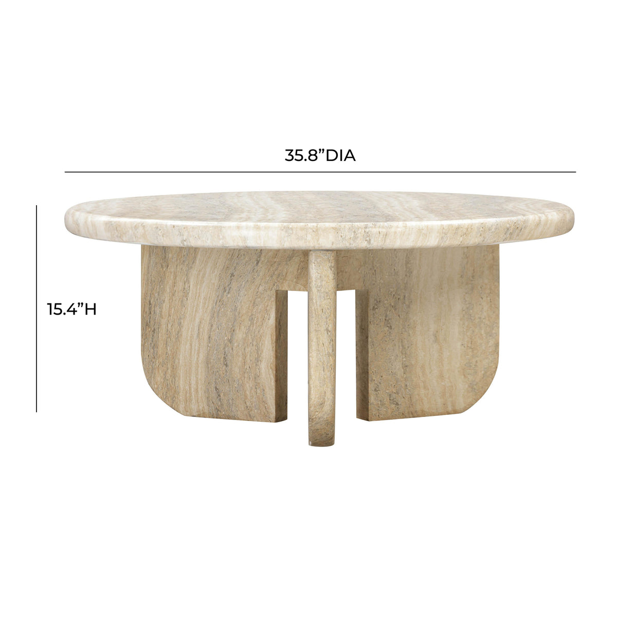 Patrizia 36" Faux Travertine Concrete Indoor / Outdoor Round Coffee Table by TOV Furniture – photo 8 of 8