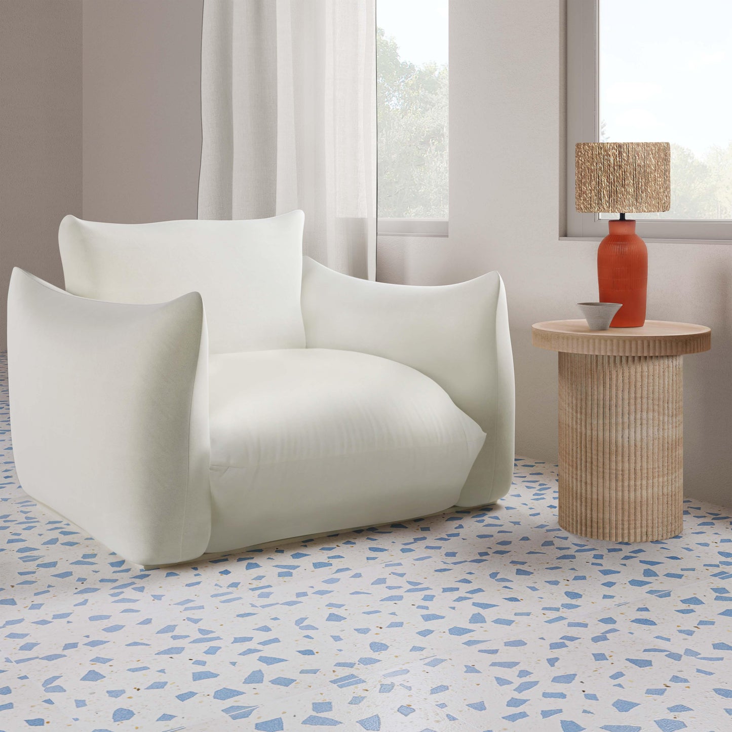Darcy Concrete Indoor/Outdoor Side Table Travertine by Tov Furniture